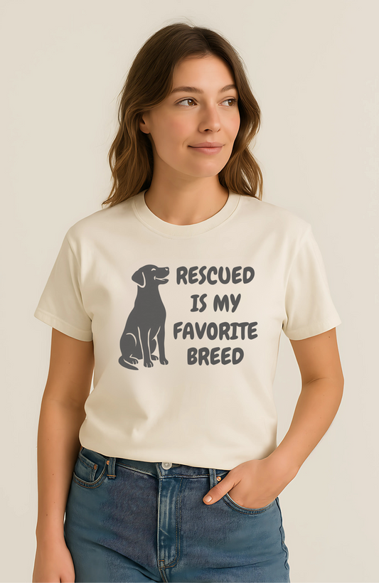 "Rescued Is My Favorite Breed" Cotton T-Shirt