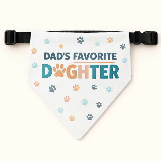 “Dad’s Favorite Doghter” Clip-On Pet Bandana
