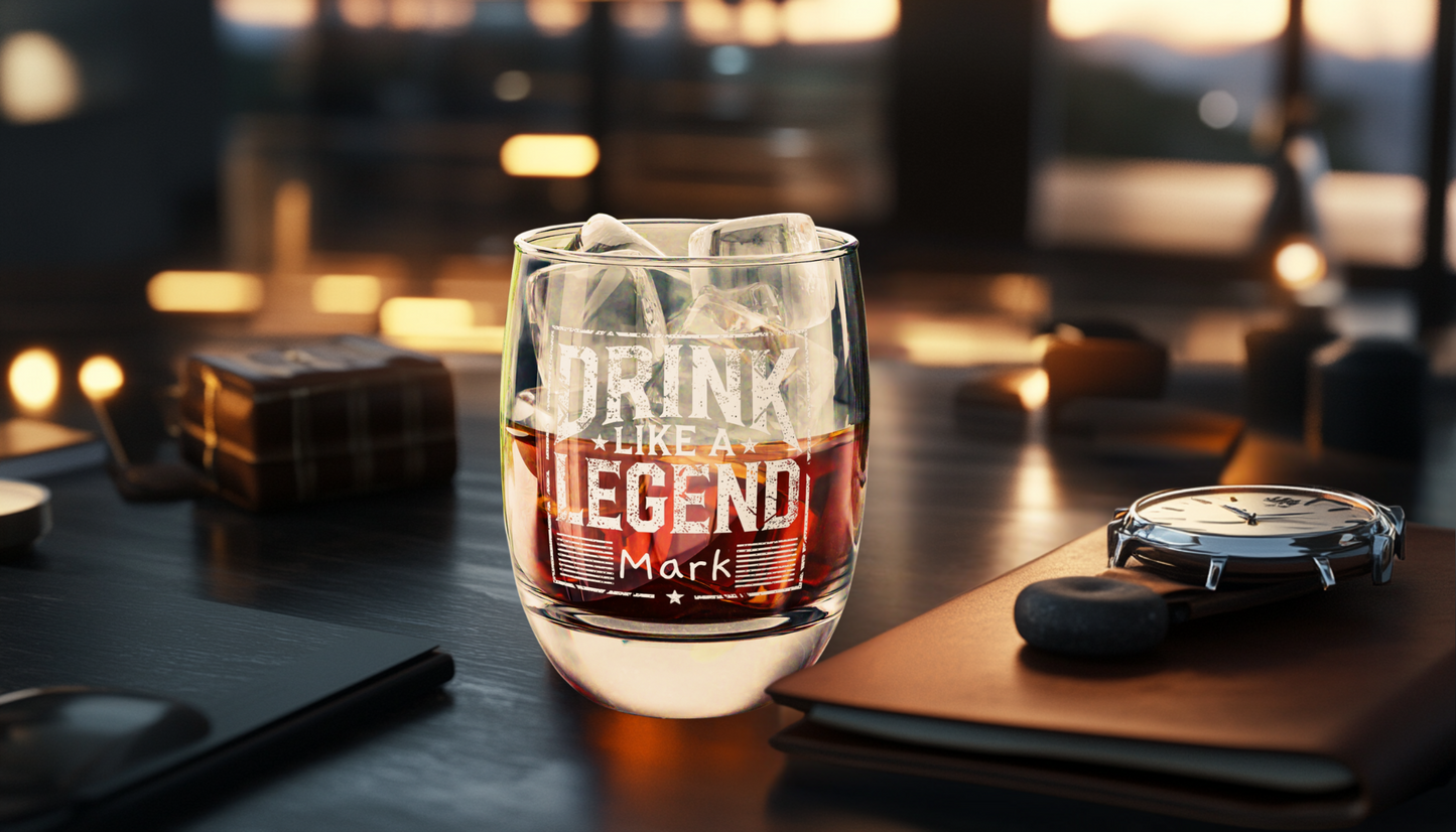 "Drink Like a Legend" Whiskey Glass