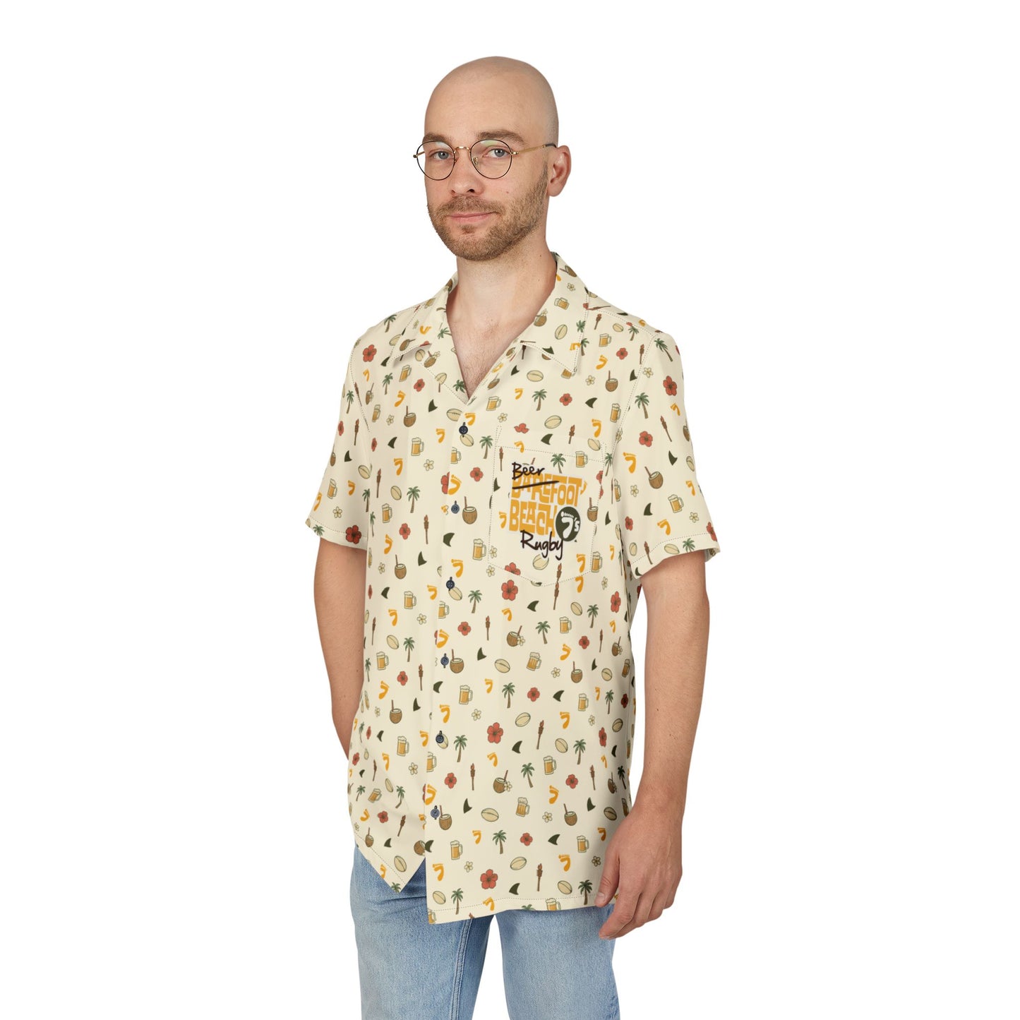 Beerfoot Beach 7’s Rugby Hawaiian Shirt w/ Pocket (Buttermilk Beige)