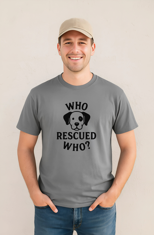 'Who Rescued Who?' Cotton T-Shirt — view 2