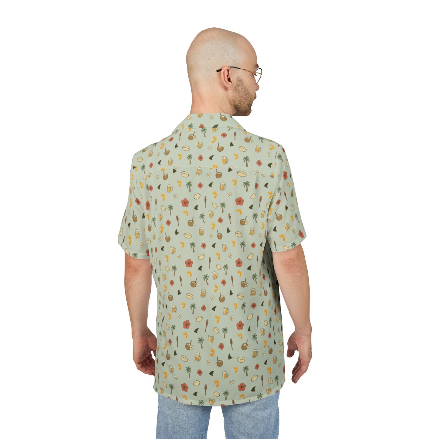 Beerfoot Beach 7’s Rugby Hawaiian Shirt w/ Pocket (Sage Green)