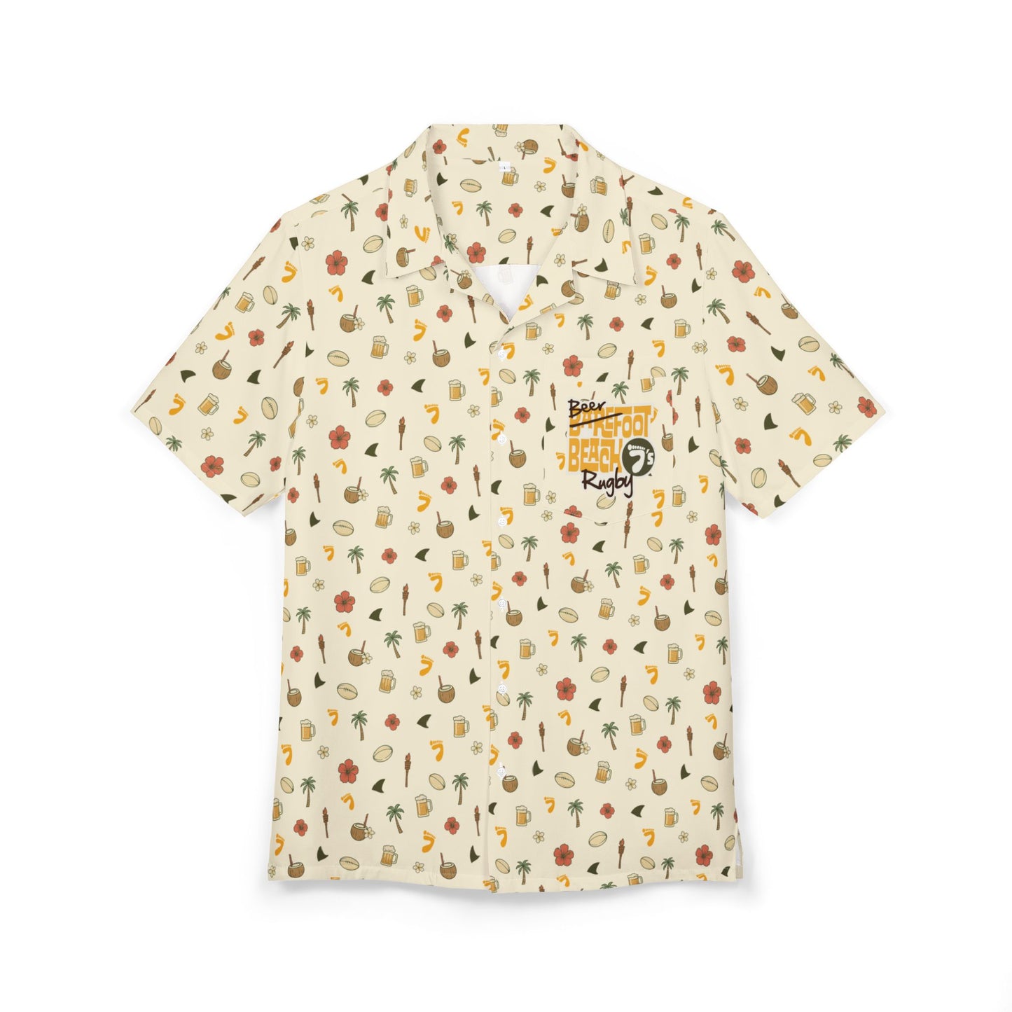 Beerfoot Beach 7’s Rugby Hawaiian Shirt w/ Pocket (Buttermilk Beige)