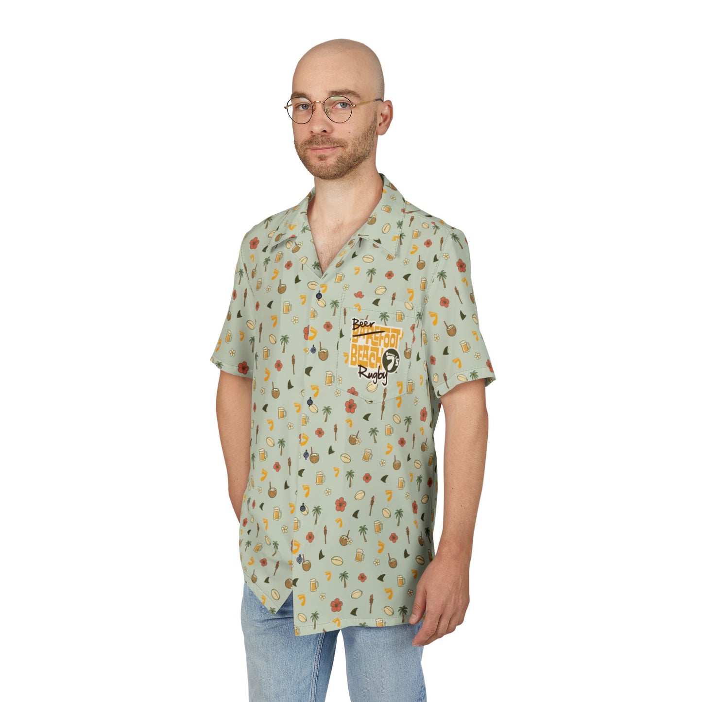 Beerfoot Beach 7’s Rugby Hawaiian Shirt w/ Pocket (Sage Green)