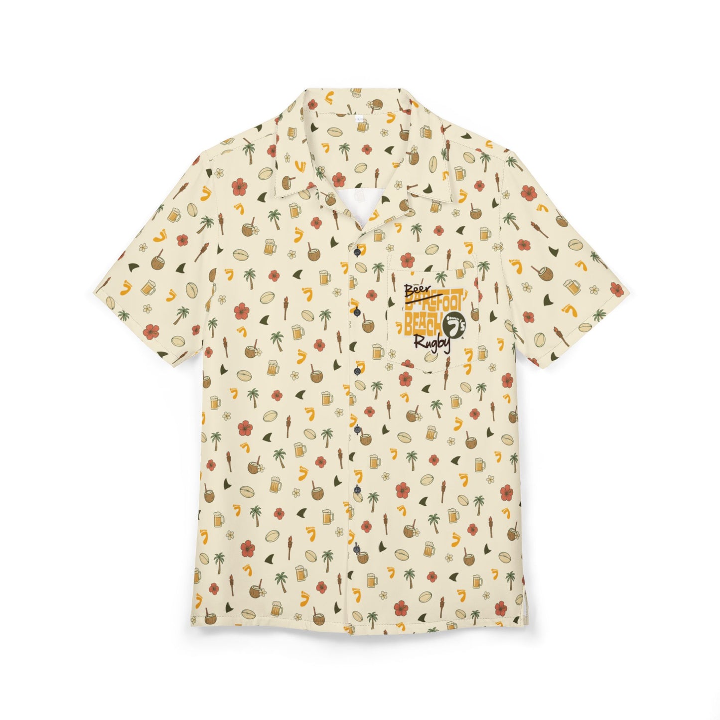 Beerfoot Beach 7’s Rugby Hawaiian Shirt w/ Pocket (Buttermilk Beige)